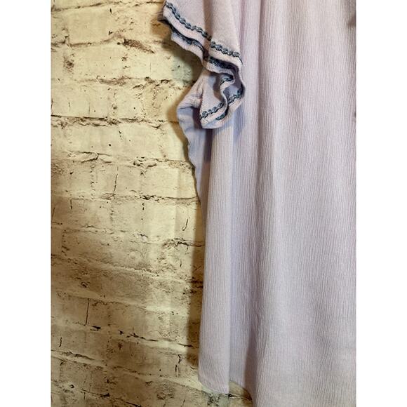 COMO Vintage Peasant Top Womens 2X Light Purple Embroidered Tie Neck Boho Hippie - Picture 7 of 14